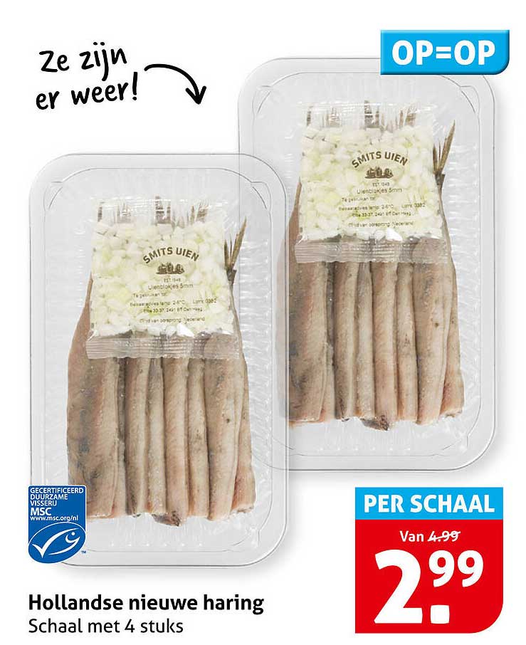Hollandse nieuwe haring Schaal met 4 stuks OP=OP