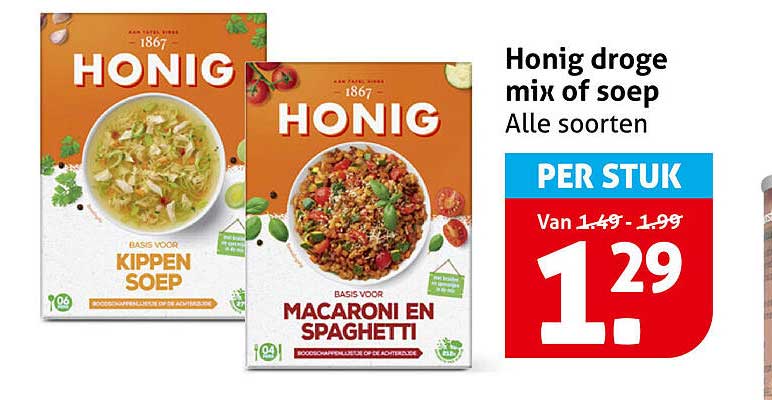 Honig droge mix of soep Alle soorten PER STUK