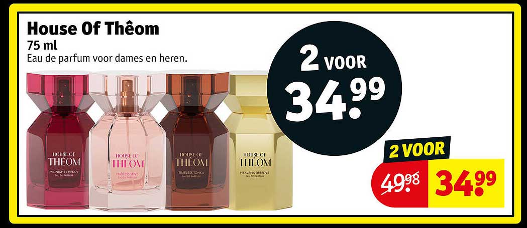 House Of Thèom 75 ml Eau de parfum voor dames en heren 2 voor 34.99