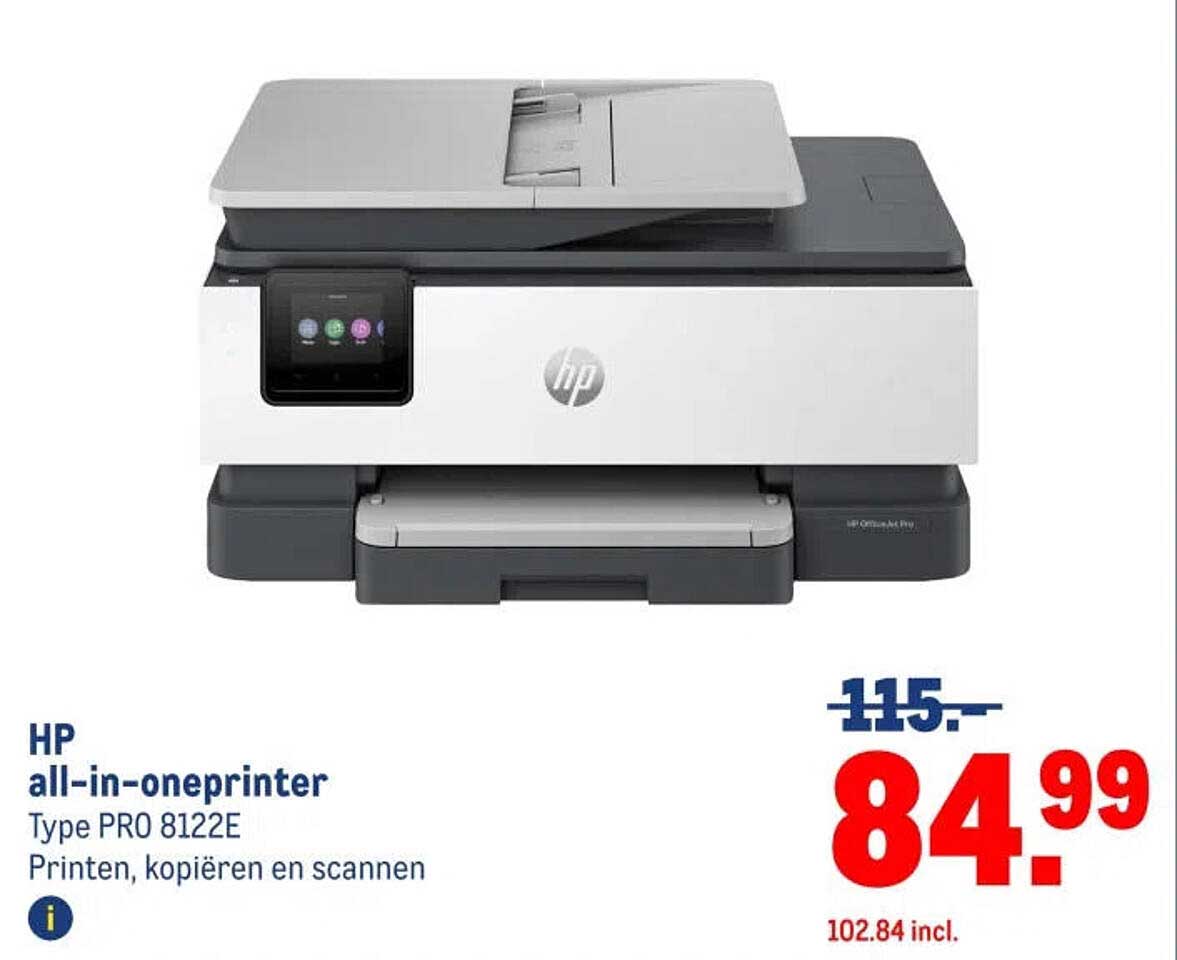 HP all-in-oneprinter Type PRO 8122E Printen, kopiëren en scannen