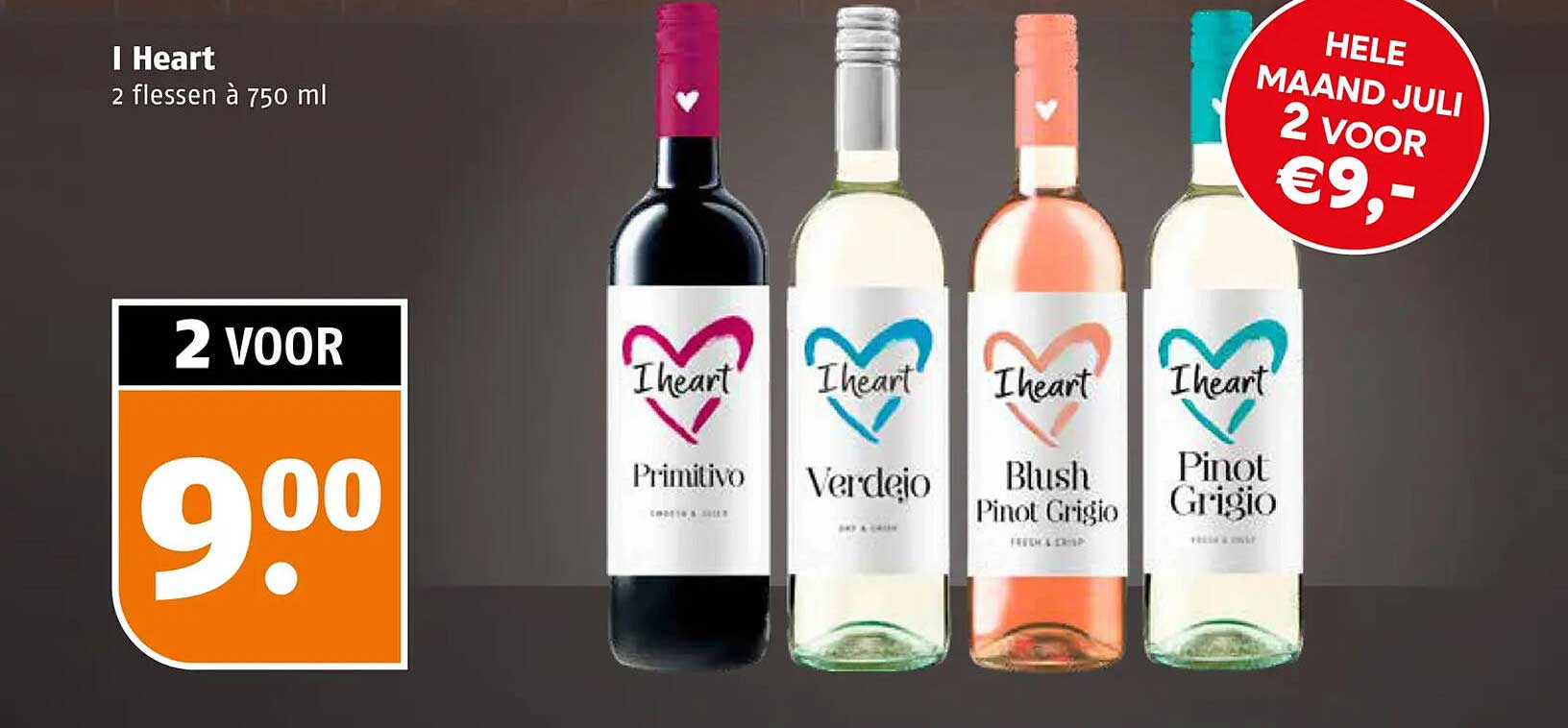 I Heart 2 flessen à 750 ml 2 voor €9,-