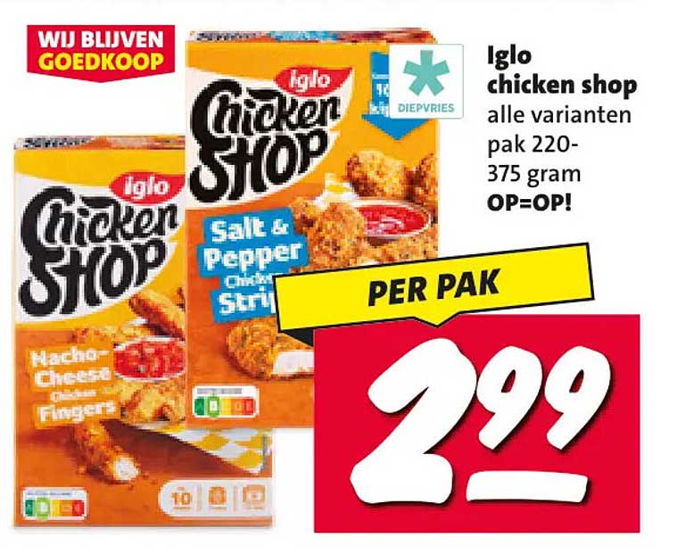 Iglo chicken shop alle varianten pak 220-375 gram OP=OP!