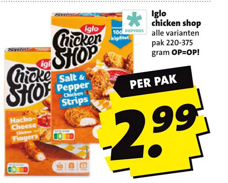 Iglo chicken shop alle varianten pak 220-375 gram OP=OP! PER PAK