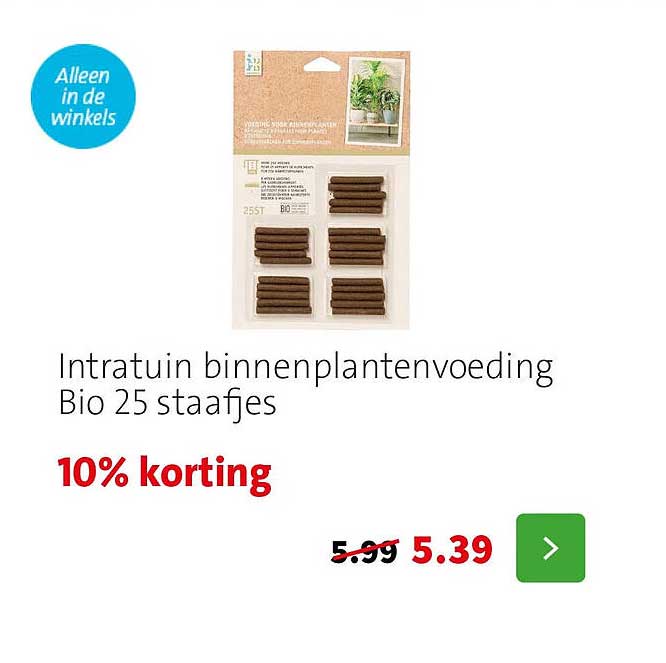 Intratuin binnenplantenvoeding Bio 25 staafjes 10% korting