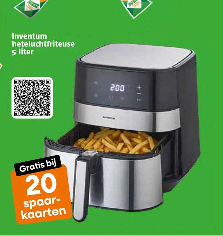 Inventum heteluchtfriteuse 5 liter Gratis bij 20 spaarkaarten
