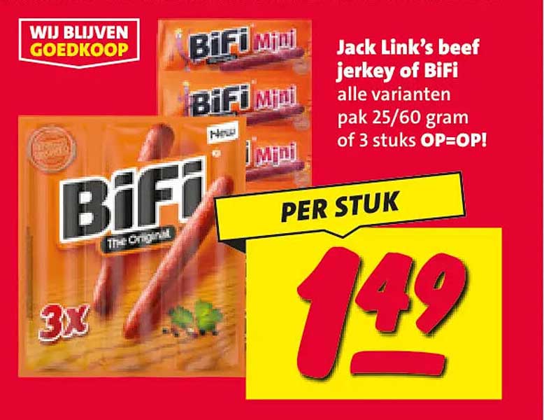 Jack Link’s beef jerkey of Bifi