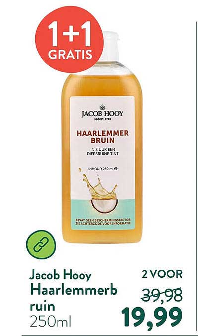 Jacob Hooy Haarlemmerbruin 250ml 1+1 GRATIS
