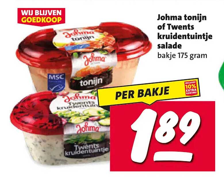 Johma tonijn of Twents kruidentuintje salade bakje 175 gram
