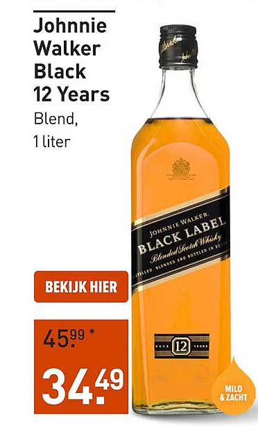 Johnnie Walker Black 12 Years Blend, 1 liter