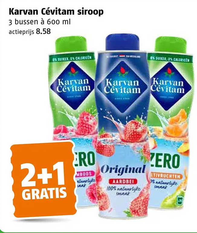 Karvan Cévitam siroop 3 bussen à 600 ml 2+1 GRATIS