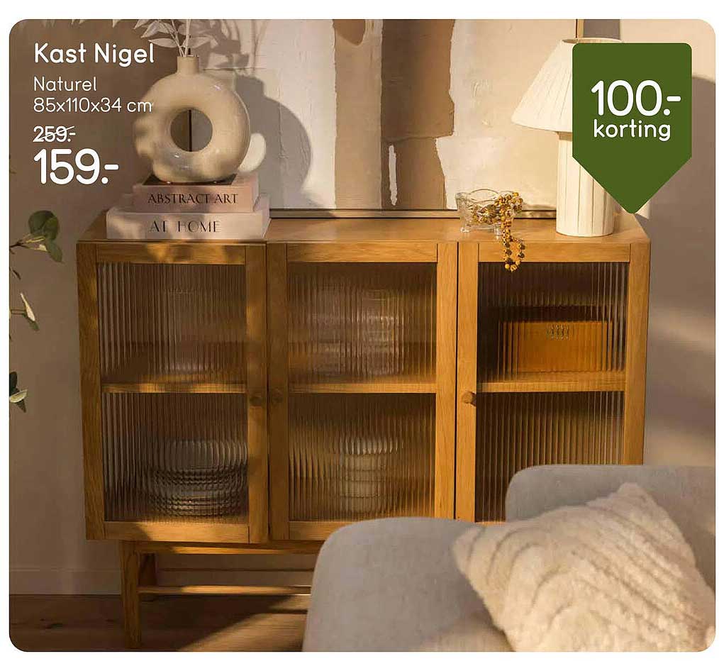Kast Nigel Naturel 85x110x34 cm 100.- korting