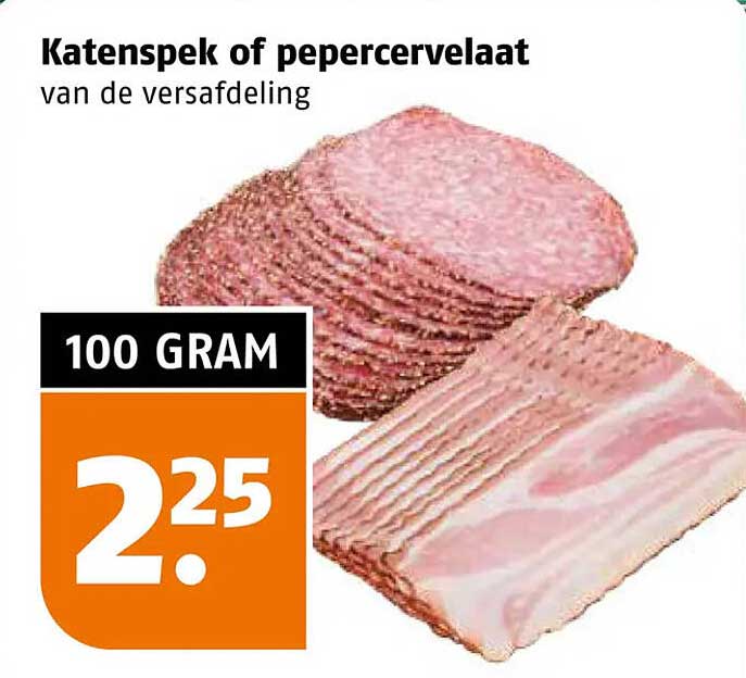 Katenspek of pepercervelaat van de vleesafdeling