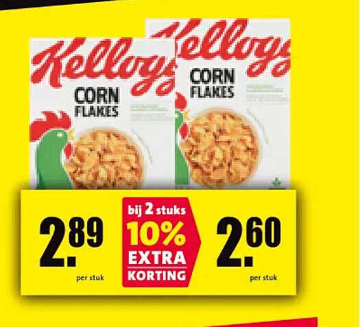 Kellogg's Corn Flakes bij 2 stuks 10% EXTRA KORTING