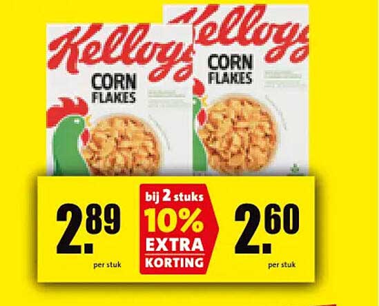 Kellogg's Corn Flakes bij 2 stuks 10% extra korting