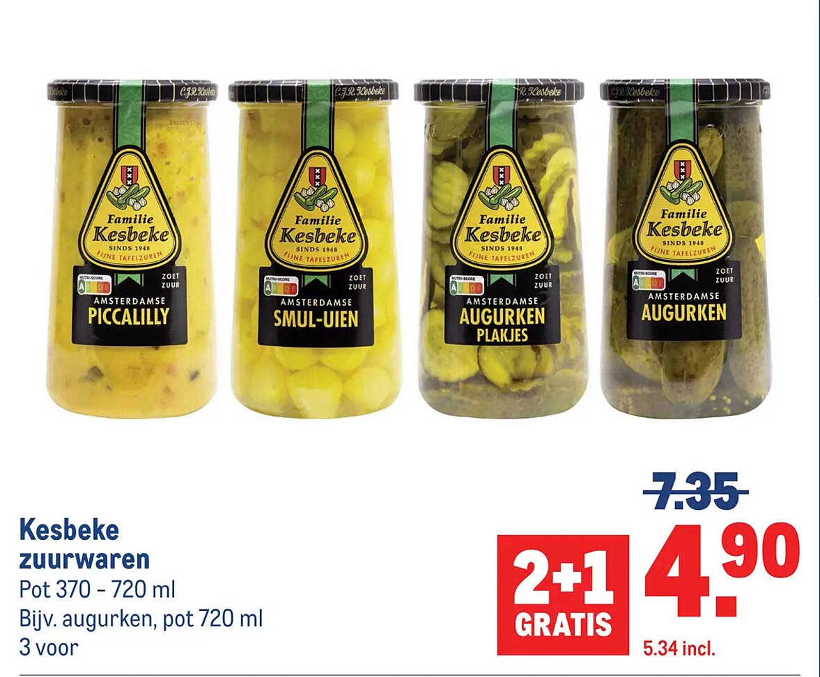 Kesbeke zuurwaren 2+1 gratis