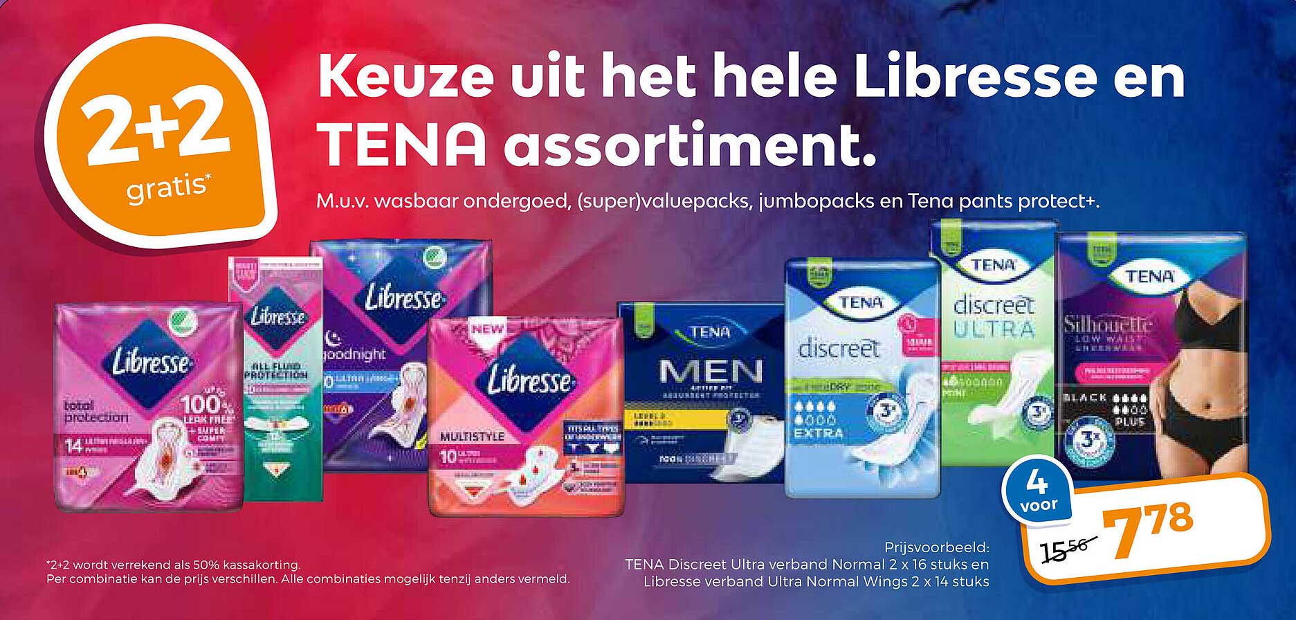 Keuze uit het hele Libresse en TENA assortiment 2+2 gratis