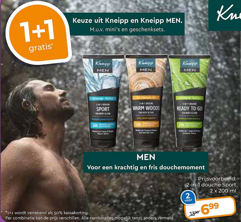 Keuze uit Kneipp en Kneipp MEN. M.u.v. mini's en geschenksets. 1+1 gratis