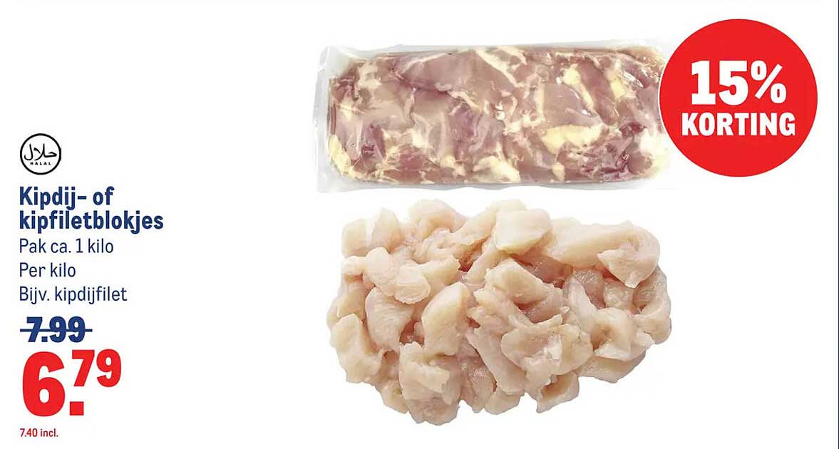 Kipdij- of kipfiletblokjes