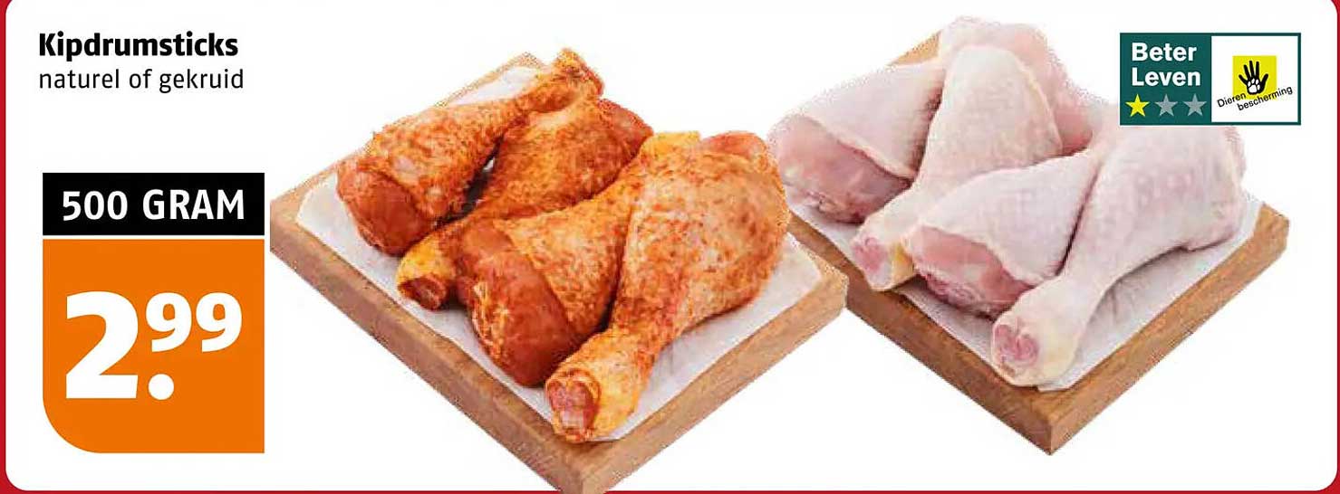 Kipdrumsticks naturelof gekruid 500 gram