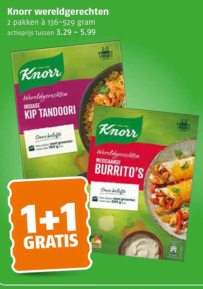 Knorr wereldgerechten 2 pakken à 136-529 gram 1+1 GRATIS