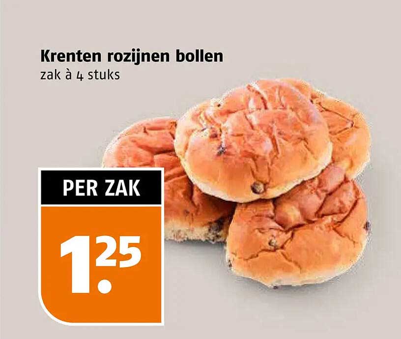 Krenten rozijnen bollen zak à 4 stuks