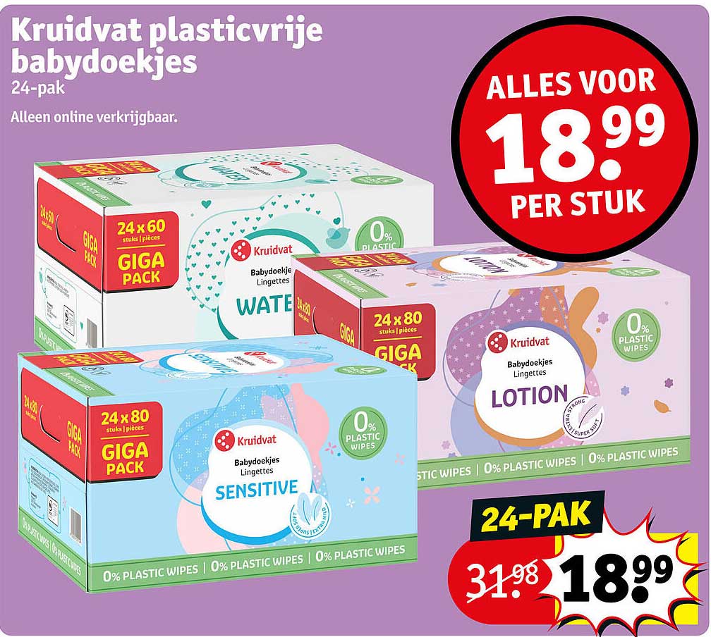 Kruidvat plasticvrije babydoekjes 24-pak