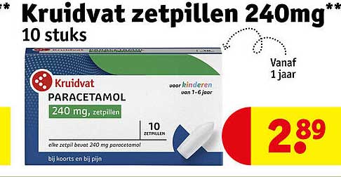 Kruidvat zetpillen 240mg 10 stuks Vanaf 1 jaar