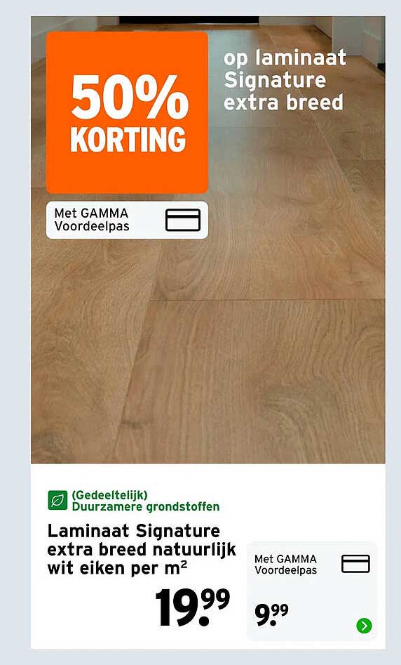 Laminaat Signature extra breed natuurlijk wit eiken per m² 50% KORTING