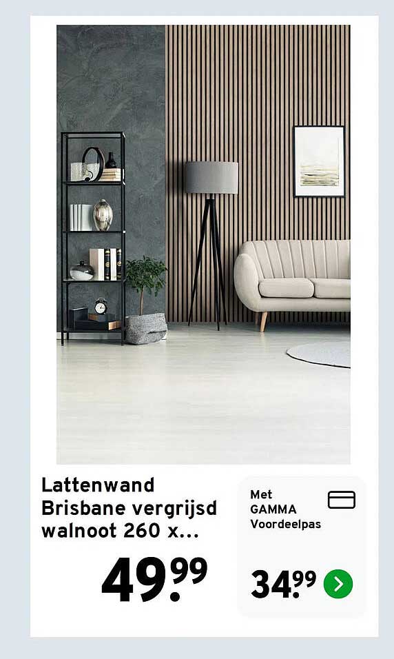 Lattenwand Brisbane vergrijsd walnoot 260 x...