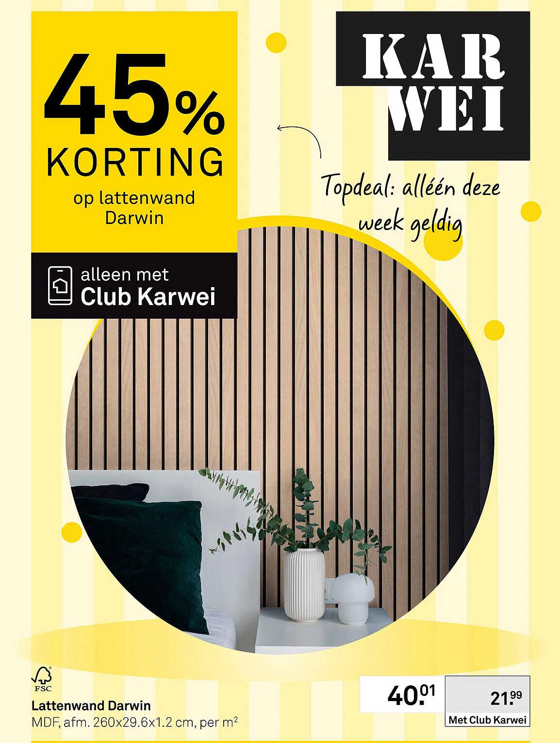 Lattenwand Darwin 45% KORTING