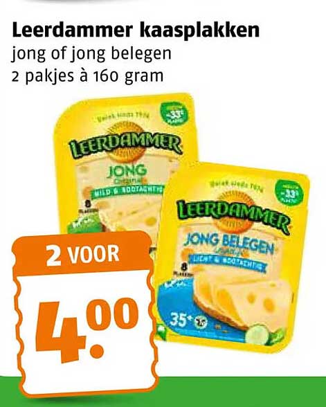 Leerdammer kaasplakken jong of jong belegen 2 voor