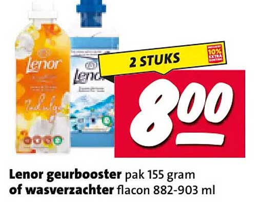 Lenor geurbooster pak 155 gram of wasverzachter flacon 882-903 ml 2 STUKS