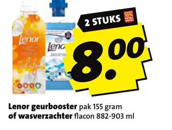 Lenor geurbooster pak 155 gram of wasverzachter flacon 882-903 ml 2 STUKS