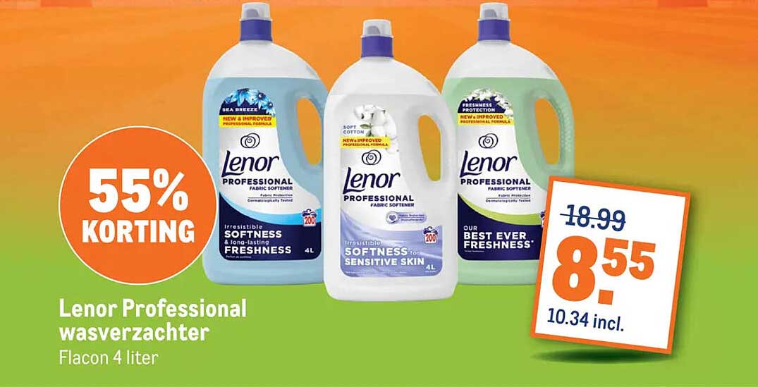 Lenor Professional wasverzachter Fles 4 liter 55% KORTING