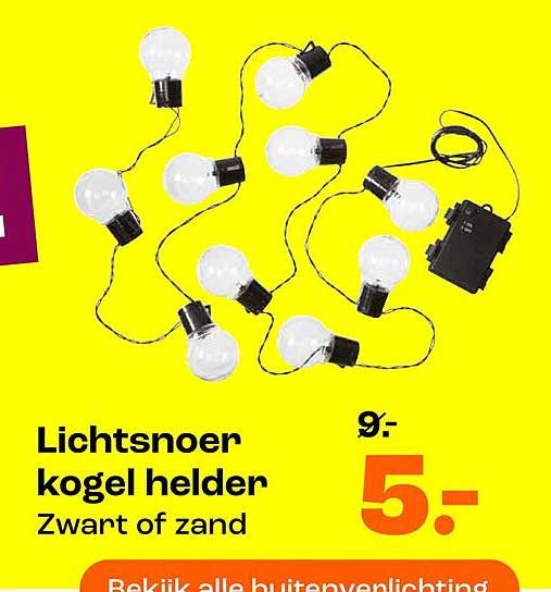 Lichtsnoer kogel helder Zwart of zand