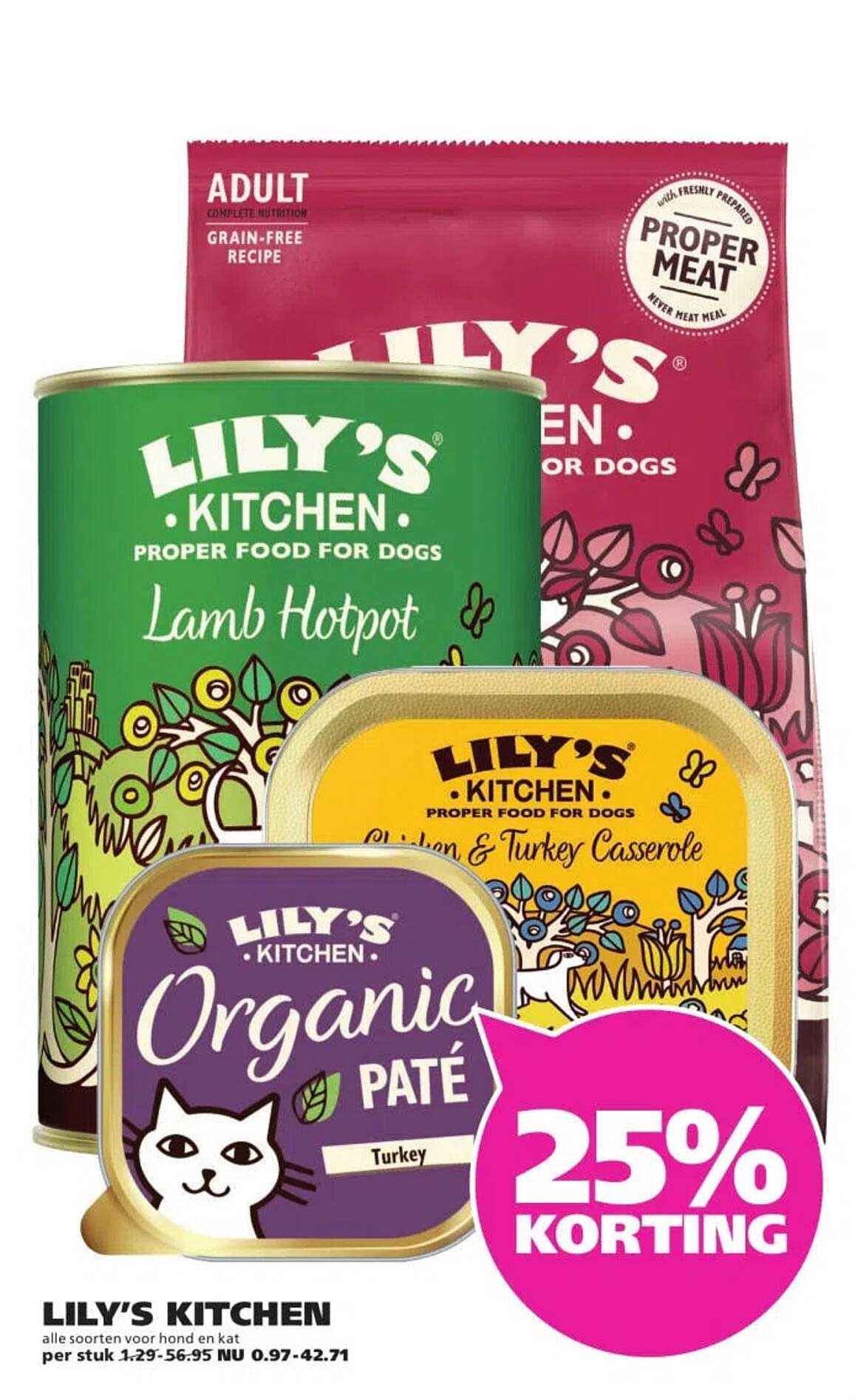 LILY'S KITCHEN alle soorten voor hond en kat 25% korting