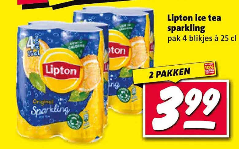 Lipton ice tea sparkling pak 4 blikjes à 25 cl 2 pakken