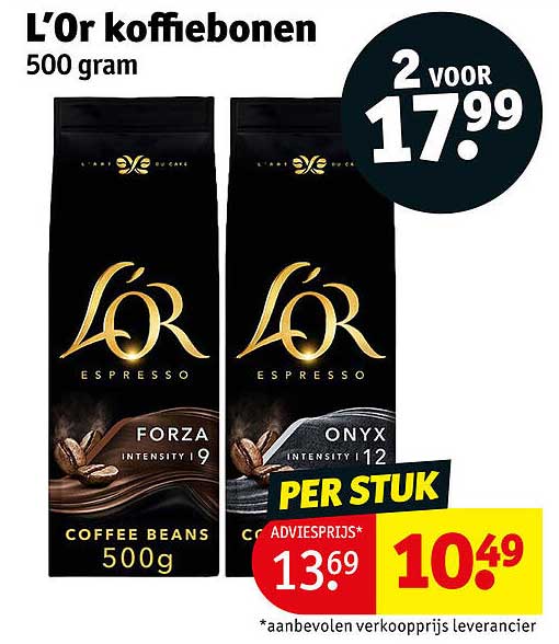 L'Or koffiebonen 500 gram PER STUK