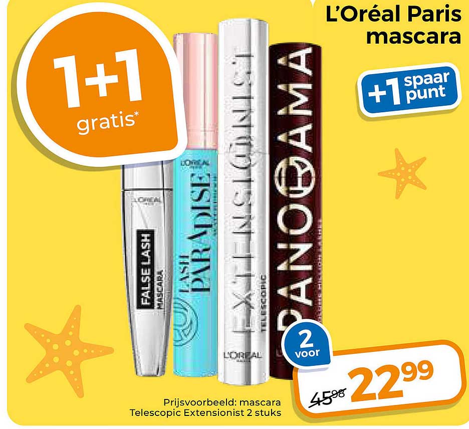 L'Oréal Paris mascara 1+1 gratis