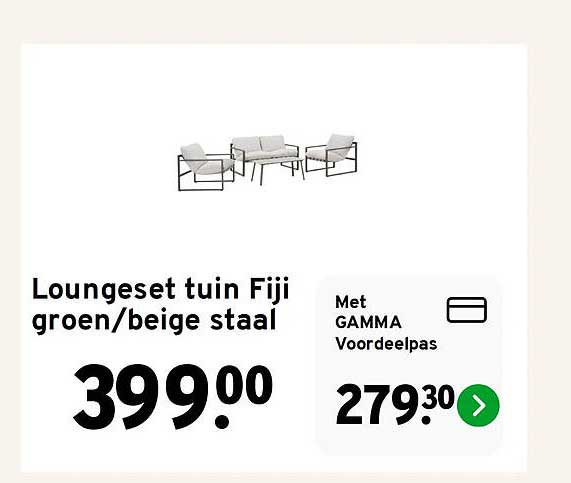 Loungeset tuin Fiji groen/beige staal