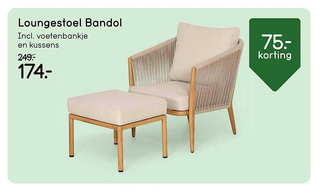 Loungestoel Bandol Incl. voetenbankje en kussens