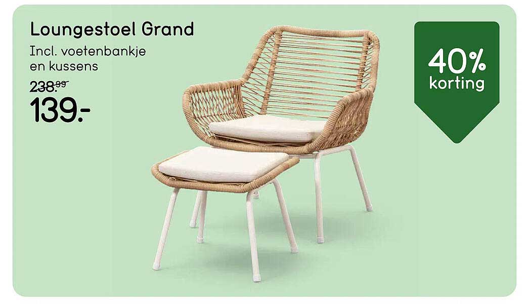 Loungestoel Grand Incl. voetenbankje en kussens