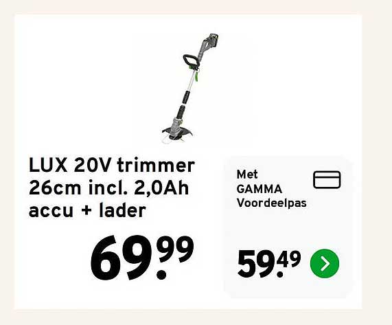 LUX 20V trimmer 26cm incl. 2,0Ah accu + lader