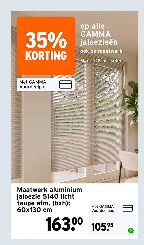 Maatwerk aluminium jaloezie 5140 licht taupe afm. (bxh): 60x130 cm 35% KORTING