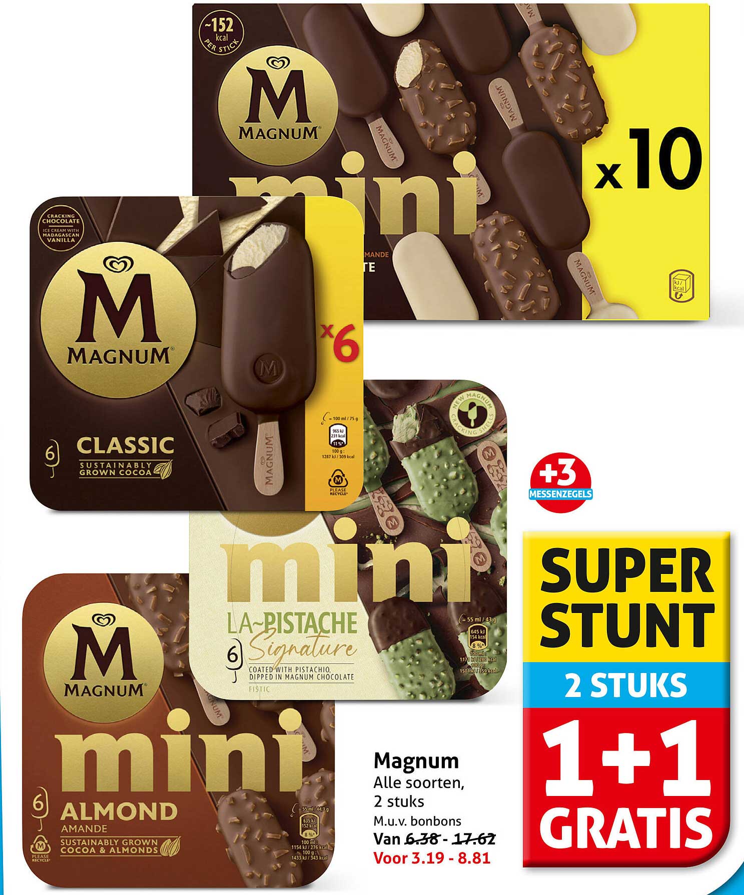 Magnum Alle soorten, 2 stuks M.u.v. bonbons 1+1 gratis