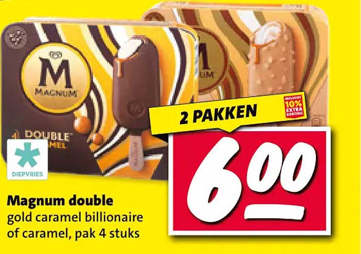 Magnum double gold caramel billionaire of caramel, pak 4 stuks 2 PAKKEN