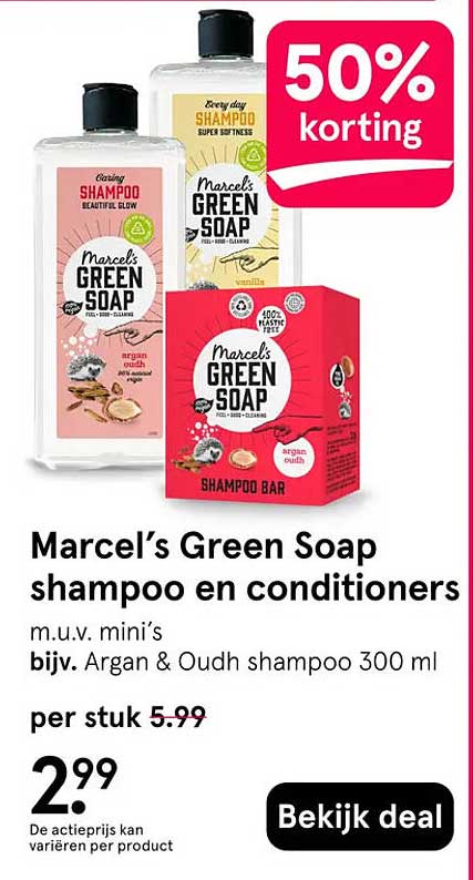 Marcel’s Green Soap shampoo en conditioners 50% korting