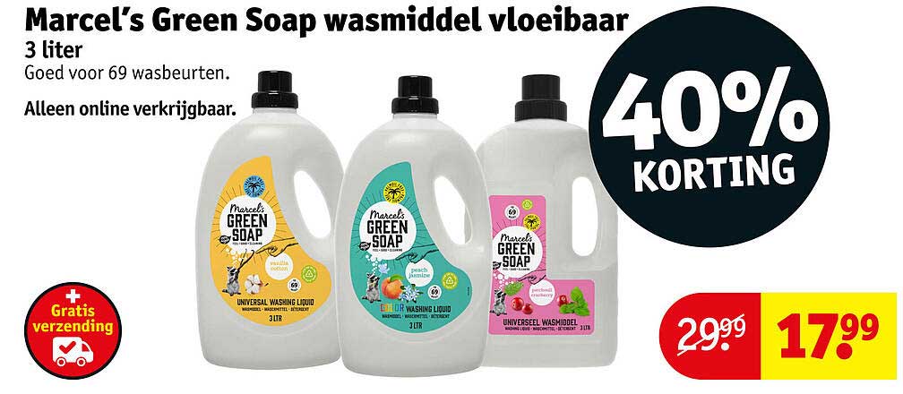Marcel’s Green Soap wasmiddel vloeibaar 3 liter 40% KORTING
