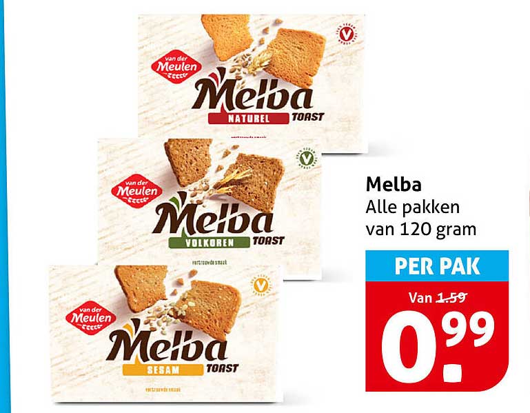Melba Alle pakken van 120 gram PER PAK