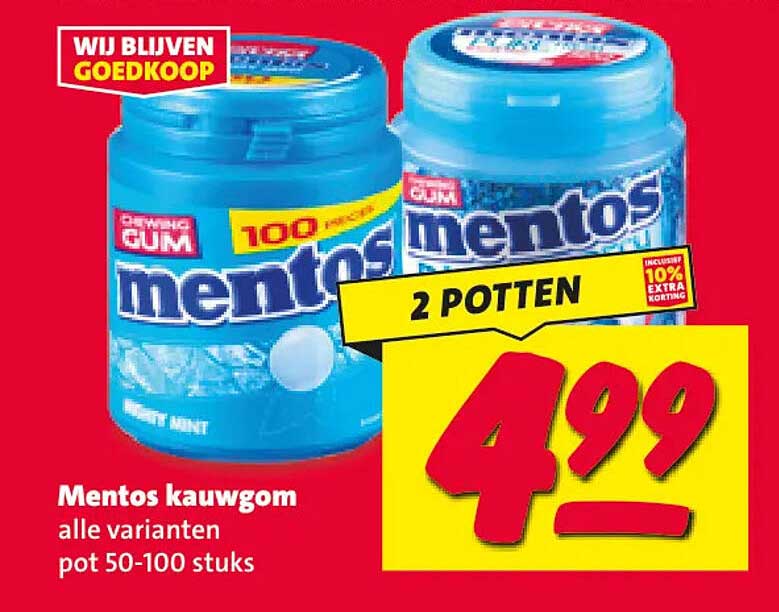 Mentos kauwgom alle varianten pot 50-100 stuks 2 POTEN